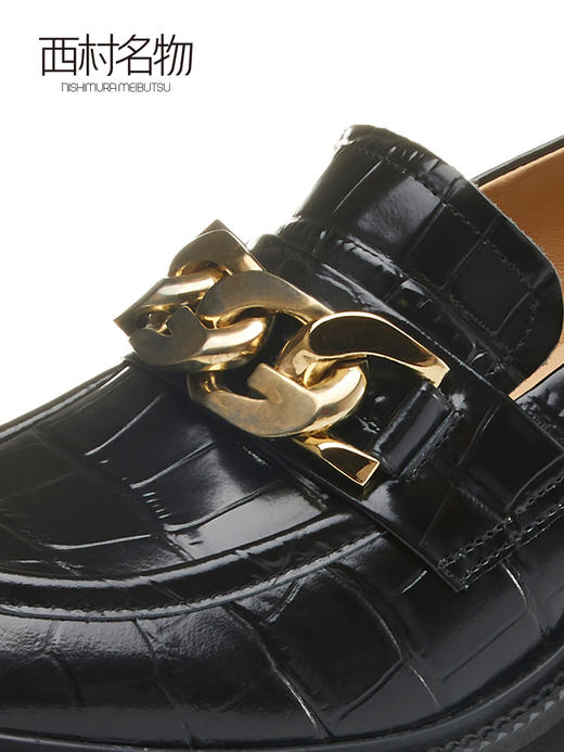 西村名物厚底乐福鞋女春季英伦风小皮鞋大头jk鞋黑色单鞋X22AM18851 商品图2