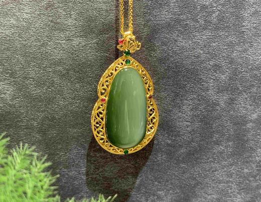 【御珠宫坊】金镶碧玉猫眼吊坠 商品图1