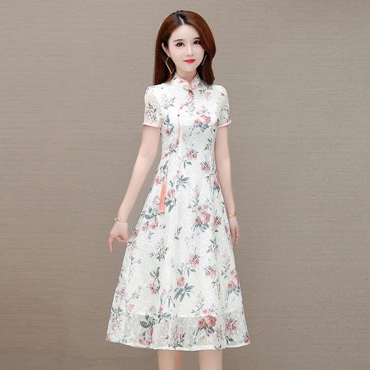 WE YJY-22YNS27 2022夏季优雅印花时尚修身显瘦气质通勤印花连衣裙 商品图3