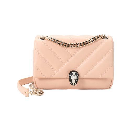 【国内现货】BVLGARI/宝格丽 2021款 女士小号SERPENTl CABOCHON系列牛皮蛇头扣衔缝单肩斜挎包 290612 商品图0