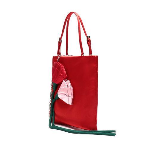 【现货秒发】PRADA/普拉达 单肩包 女士织物玫瑰装饰手提单肩斜挎包 1BA252 2DCN VO1L 商品图1