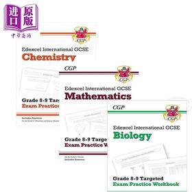 预售 英国CGP原版爱德思生物学化学数学KS4 8-9年级考试练习套装3册附答案