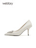westory2022年新款不累脚高跟细跟气质尖头设计感白色单鞋女W22AE54881 商品缩略图1