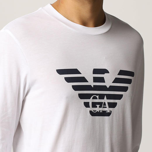 EMPORIO ARMANI 阿玛尼 男士圆领长袖T恤 白色 8N1TN8 1JPZZ 0147 商品图2