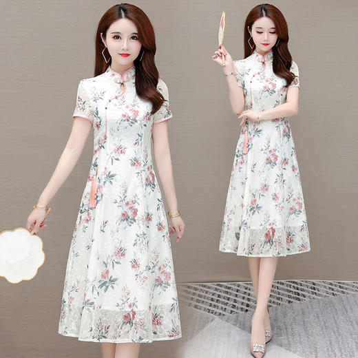 WE YJY-22YNS27 2022夏季优雅印花时尚修身显瘦气质通勤印花连衣裙 商品图2