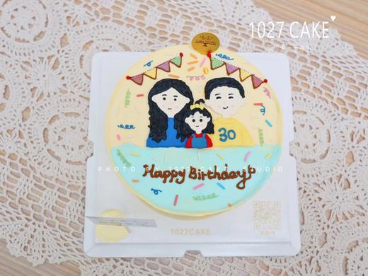 1027CAKE |  手绘蛋糕  一家三口  温馨一家三口 商品图0