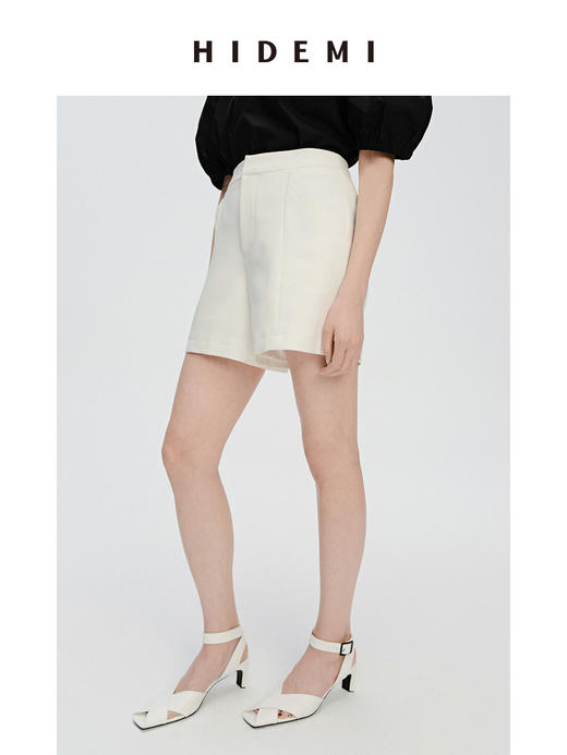 HIDEMI 简约超显瘦提臀高腰短裤 黑色/白色 商品图1