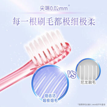 狮王（Lion）细齿洁晶彩软毛牙刷*2支装  晶莹刷柄小巧刷头细致护龈呵护口腔 /个人护理 /口腔护理 /牙刷 商品图2