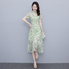 雪纺复古，短袖改良版旗袍中长款鱼尾边连衣裙HR-SSFB2555 商品缩略图4