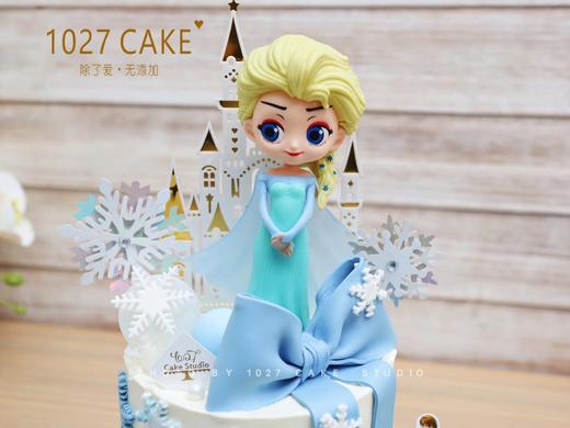 1027CAKE | 双层  爱莎主题 冰雪奇缘 公主蛋糕 周岁 翻糖蝴蝶结 商品图3