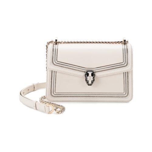 【国内现货】BVLGARI/宝格丽 2021款 女士小号SERPENTI DIAMOND BLAST系列牛皮蛇头扣手提单肩斜挎包 288065 商品图0