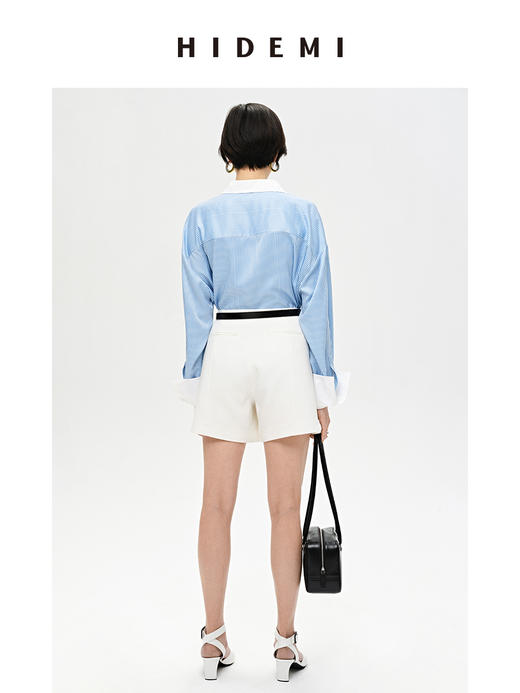 HIDEMI 简约超显瘦提臀高腰短裤 黑色/白色 商品图6