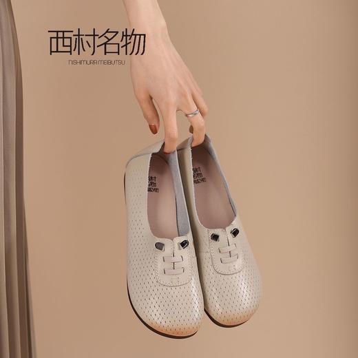 西村名物2022新款平跟女单鞋编织圆头浅口文艺复古休闲鞋X22AE10071 商品图2