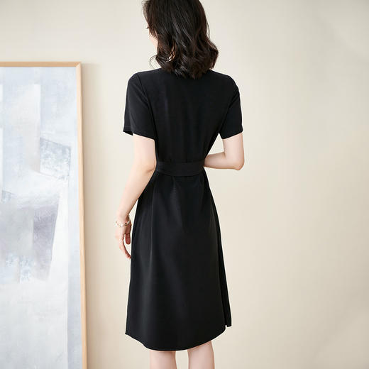 剩S 米思阳2025夏季新款法式优雅拼接蕾丝V领收腰系带醋酸连衣裙1204 商品图3