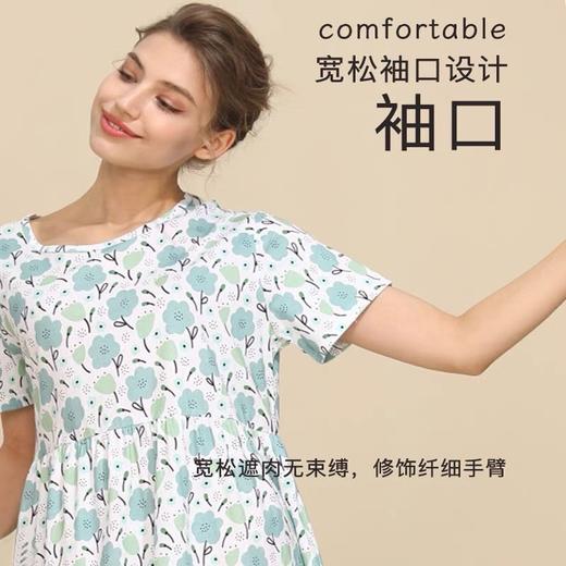 小护士睡衣女睡裙新疆棉夏季家居服薄款短袖碎花宽松休闲可外穿家居裙JMQ042 商品图4