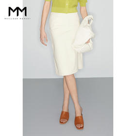 【商场同款】麦檬夏简约单侧开叉牛仔半身裙5C4340801