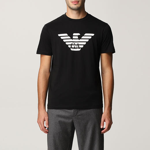 【二】EMPORIO ARMANI 阿玛尼 徽标T恤 男士圆领短袖T恤 黑色 8N1TN5 1JPZZ 0022 商品图1