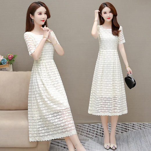 YWE SC111小香风蕾丝连衣裙气质优雅A字裙 商品图0
