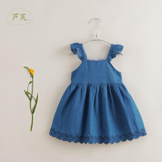 【打折】【马克珍妮 芦芙】夏装 女童全棉牛仔木耳边吊带裙220732 商品图0