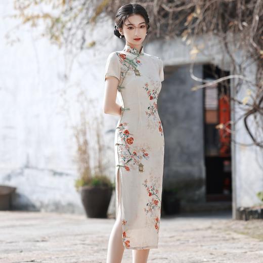 2022年新款改良民国风仿苎麻旗袍长款少女旗袍连衣裙  BJS-6285 商品图2