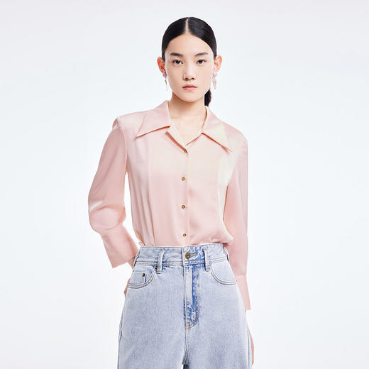 LILY2022夏季新款女装气质高级通勤款洋气优雅垂感衬衫122210C4159 商品图0