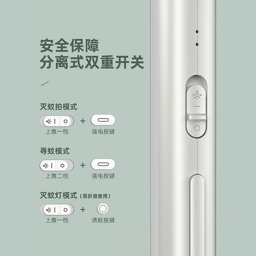 小禾紫外线灭蚊拍 家用神器电击式电蚊拍  折叠二合一充电灭蚊拍国庆清明出游 商品图3