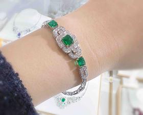 「Art Deco」祖母绿钻石手链  1.76克拉祖母绿，1.3克拉钻石