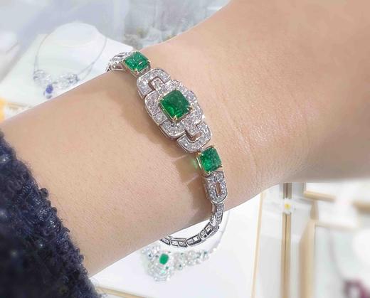 「Art Deco」祖母绿钻石手链  1.76克拉祖母绿，1.3克拉钻石 商品图0