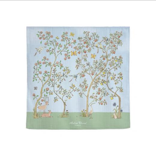 法国Atelier Choux婴儿有机棉纱布包巾100*100-动物森林(蓝色) 商品图0