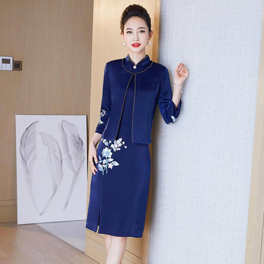 LC-2169新款气质两件套连衣裙结婚母装婚宴礼服喜婆婆旗袍 商品图4