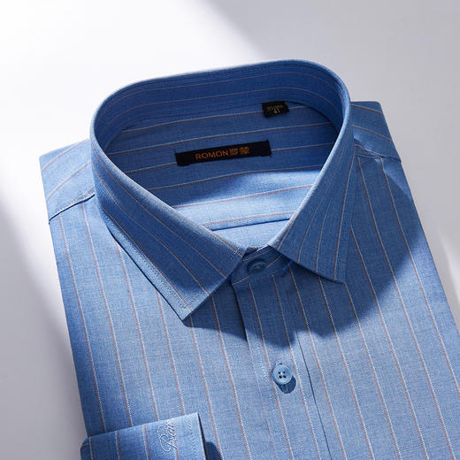 【定制刺绣】罗蒙莫代尔长袖衬衫男时尚条纹商务通勤百搭男衬衣 商品图3