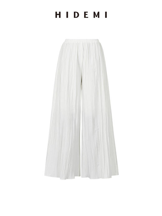 HIDEMI 自然白简约设计感竖压纹褶皱感衬衫套装 衬衫/阔腿裤 商品图12