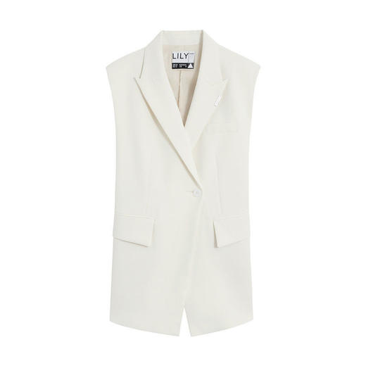 LILY2022夏季新款女装设计感时尚高级前长后短马甲外套122210C0120 商品图4