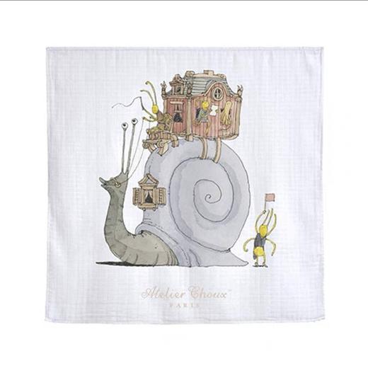 法国Atelier Choux婴儿有机棉纱包巾 蜗牛 商品图0
