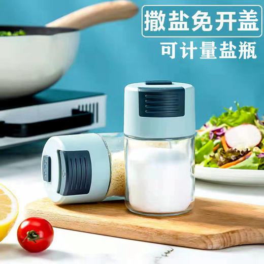 抖音爆款装盐罐子定量调料瓶按压撒盐神器玻璃盐瓶家用厨房调味罐国庆清明出游 商品图0