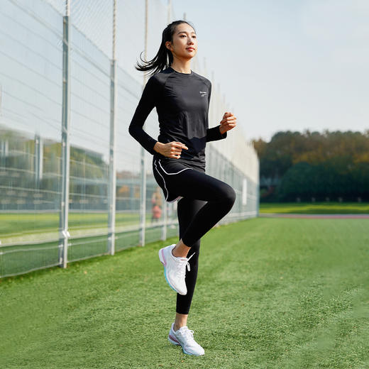 多威跑步裤女春新款专业马拉松紧身裤假两件训练运动裤3502006 商品图1