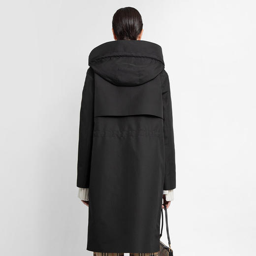 BURBERRY 巴宝莉 女士连帽派克长款大衣 黑色 8048814 A1189 商品图2