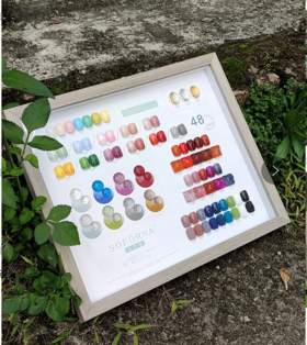 蜜桃箔金48色套装（底胶.封层.加固+刷好色板    新旧色板相框随机发）