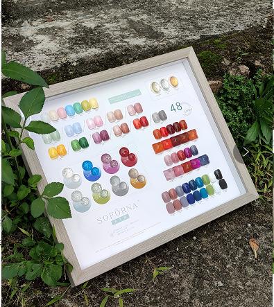 蜜桃箔金48色套装（底胶.封层.加固+刷好色板    新旧色板相框随机发） 商品图0