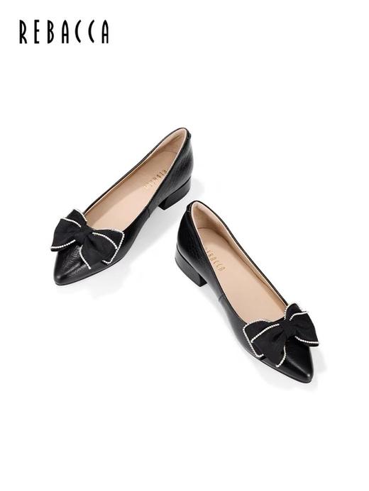 2楼瑞贝卡蝴蝶结气质浅口尖头低跟女鞋22AW0512 商品图3