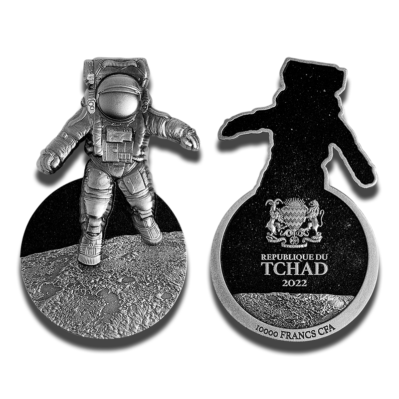 【双十一特价】宇航员银币！异形高浮雕，纪念人类首次登月