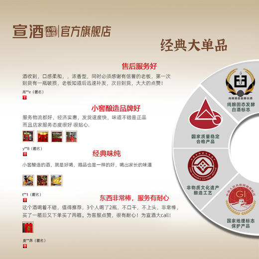 经典红宣  浓香型40度425ml*4瓶  小窖酿造盒装白酒 商品图1