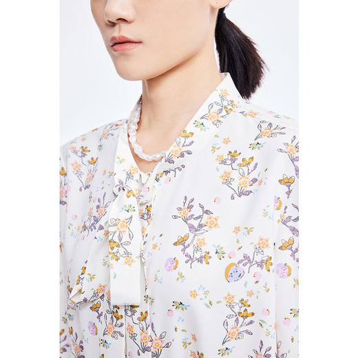 LILY2022夏季新款女装设计感复古浪漫印花长袖衬衫122210C4128 商品图3