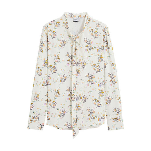 LILY2022夏季新款女装设计感复古浪漫印花长袖衬衫122210C4128 商品图4