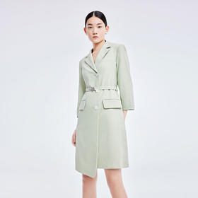 LILY2022夏季新款女装气质纯色通勤款显瘦西装式连衣裙122210C7559