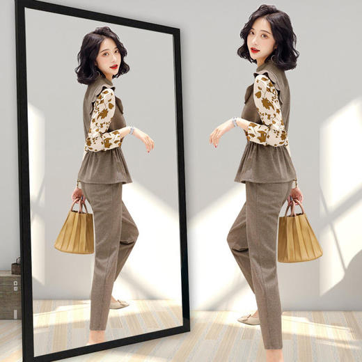 ZYG-ZXIANG8008时尚休闲套装女装2022春季新款韩版显瘦百搭洋气小香风拼接两件套 商品图3