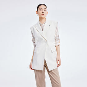 LILY2022夏季新款女装设计感时尚高级前长后短马甲外套122210C0120
