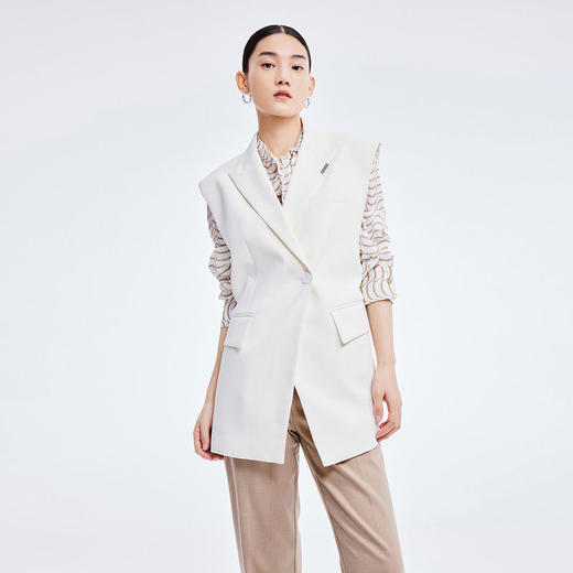 LILY2022夏季新款女装设计感时尚高级前长后短马甲外套122210C0120 商品图0