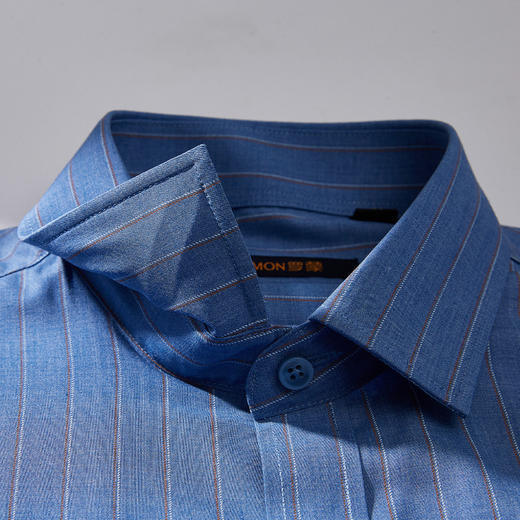【定制刺绣】罗蒙莫代尔长袖衬衫男时尚条纹商务通勤百搭男衬衣 商品图4