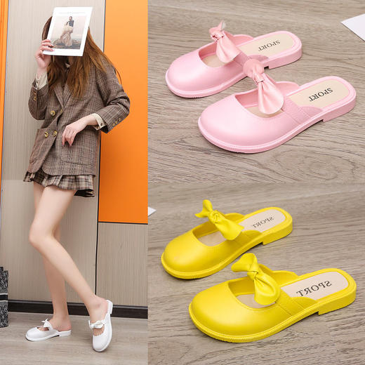 亲子拖鞋儿童拖鞋女外穿时尚网红软底防滑10到13岁洛丽塔包头拖鞋凉鞋亲子国庆清明出游 商品图4